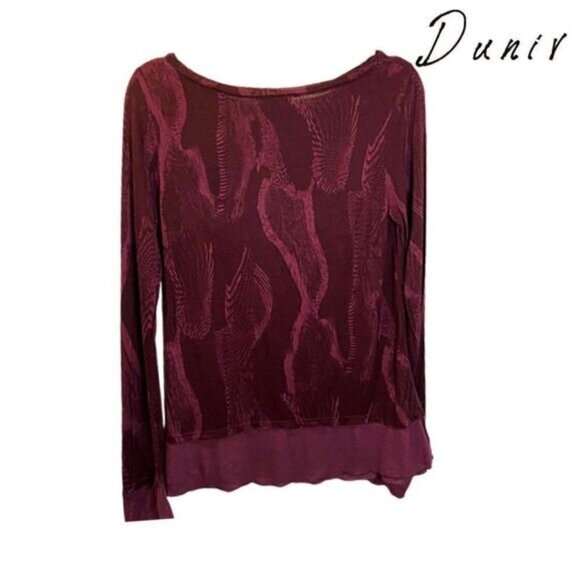 Duniv Women's Long Sleeve Layered Chiffon Hem Casual Shirts - Picture 2 of 5